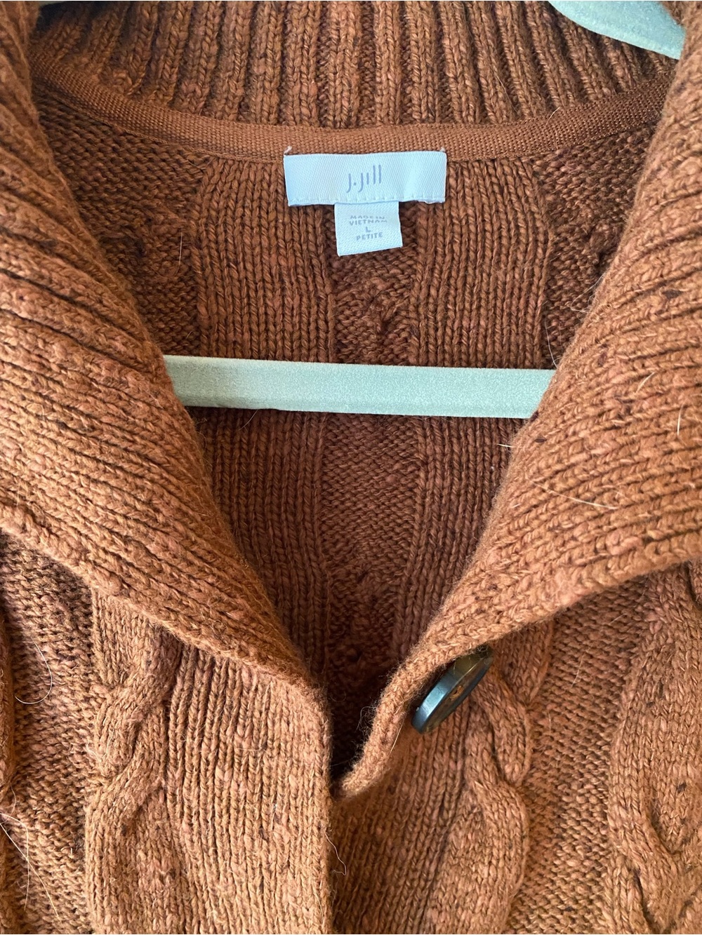 J Jill cotton blend pumpkin rust orange cardigan sweater duster L petite - Picture 2 of 5